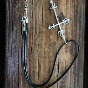 Handmade Large Silver cross Necklace